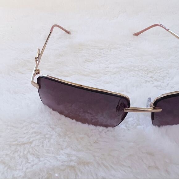 Delia Dark Purple Rimless Butterfly Accent Sunglasses - Picture 7 of 9